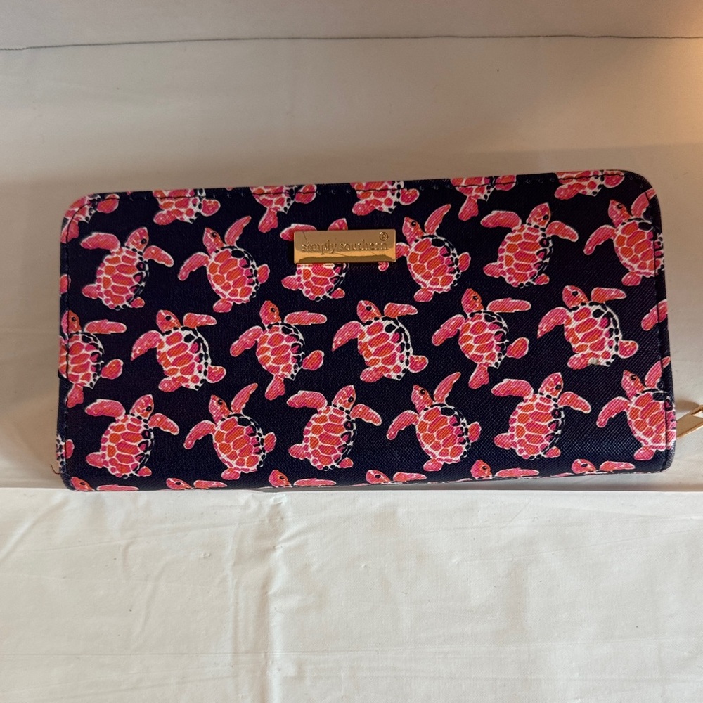 Simply Southern Navy Wallet with Pink Sea Turtle Print